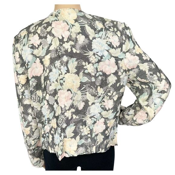 Vintage 80s Worthington Pearl Button Floral Blazer Jacket Embroidered Size 12 - Picture 5 of 8
